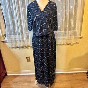 Lane Bryant Navy Patterned Maxi Dress